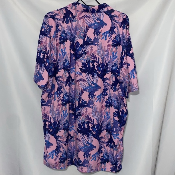SCALES MENS SIZE XL Pink and Blue Polo Shirt with UNDERWATER CORAL Print EUC - Picture 10 of 11